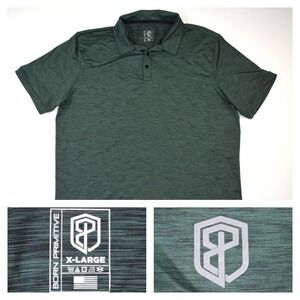 Born Primitive Mens XL Green Heather Space Dye Performance Short Sleeve Polo